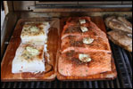 Grilled salmon and halibut